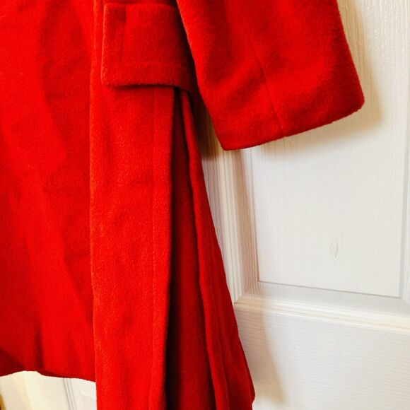 Vtg Styled by Stratton Red Wool Coat Mink Fur Collar 50s 60s Jackie O Union USA - Picture 4 of 16